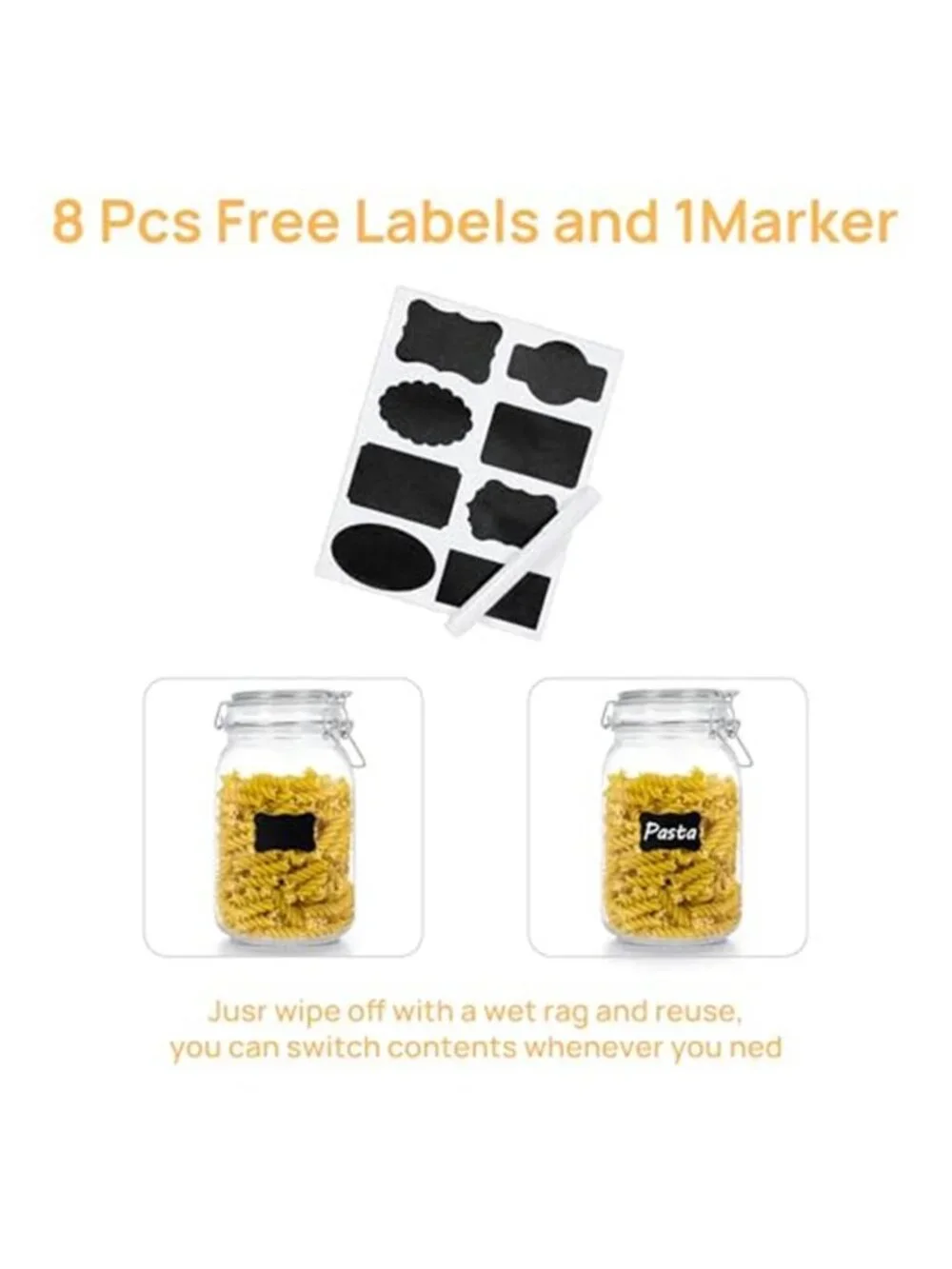 50oz Airtight Glass Jars with Lids, 3 PCS Food Storage Canister for Kitchen